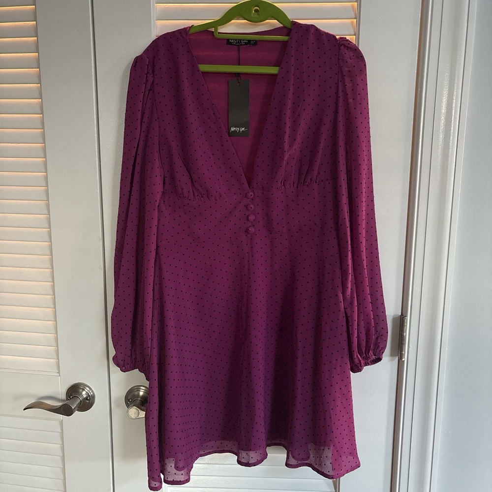 Nasty Gal Purple Polka Dot Dress